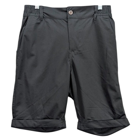 Jeaniologie Shorts Mens Billy ABC Black Flat Front  Cniho Stretch Casual Size 32 - Picture 1 of 14